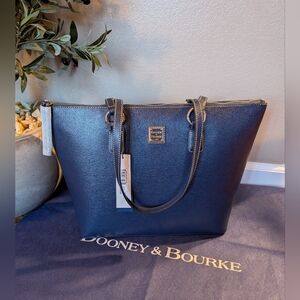 Dooney and Bourke Saffino Leather Tote in MARINE Blue - NWT